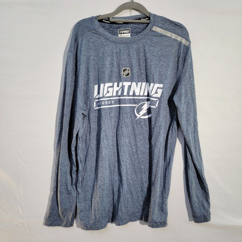 Athentic Pro Gray Shirt Long Sleeves Crew Neck Lightning Graphic Men's Size XL - Picture 2 of 7